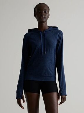QUINCE Flowknit Pullover Hoodie Women’s Medium Heather Navy Sweatshirt Pullover